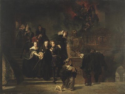O fogo no palácio real, Estocolmo, 7 de maio de 1697, 1862-66 de Johan Fredrik Hockert