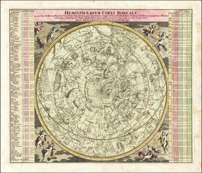 Mapa celeste do céu do hemisfério norte de 1730 de Johan Gabriel Doppelmayr