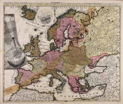 Eclipse total do sol com atraso d. 12 de abril de 1706 na Europa e famoso por três horas antes de procurar representação na região central da sombra do tamanho restante das áreas pertencentes às cargas nobres lançadas pelos arcos paralelos de Johan Gabriel Doppelmayr