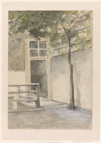 Vista de um pátio do estúdio do artista na Kazernestraat em Haia de Johan Hendrik Weissenbruch (signed by artist)