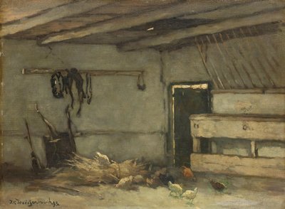 Interior de um estábulo de Johan Hendrik Weissenbruch