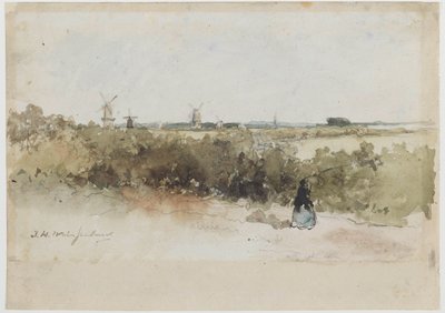 Paisagem com moinhos de vento de Johan Hendrik Weissenbruch