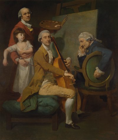 Auto-retrato com a sua filha Maria Theresa, James Cervetto, e Giacobbe Cervetto de Johan Joseph Zoffany RA