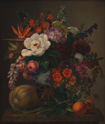 Flores num vaso, Sorrente 1834 (óleo sobre tela) de Johan Laurents Jensen