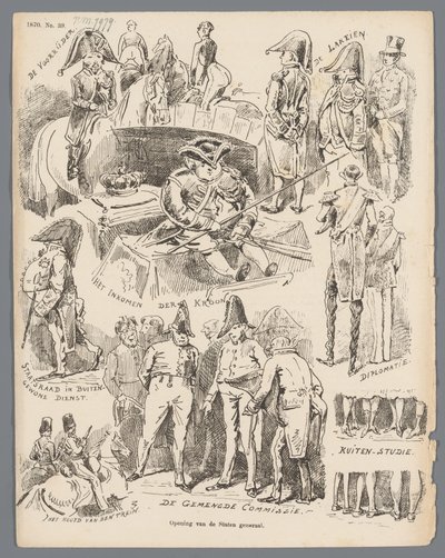 Cartoon sobre a abertura dos Estados Gerais, 1870 Abertura dos Estados Gerais (título no objeto) de Johan Michaël Schmidt Crans