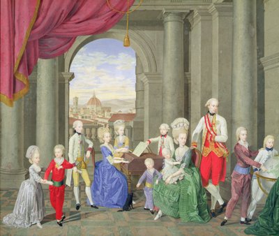 A Família de Pedro Leopoldo, grão-duque da Toscana (1747-1792), mais tarde Leopoldo II, Sacro Imperador Romano, ca.1782 de Johan Moll