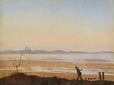 Uma noite ao lado do lago Arresø, ca. 1837 de Johan Thomas Lundbye