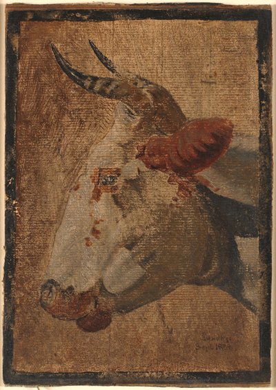 Cabeça de uma vaca mosqueada branca, perfil à esquerda de Johan Thomas Lundbye