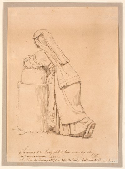 Mulher italiana, apoiando-se em uma pílula baixa de Johan Thomas Lundbye
