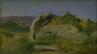Paisagem com pedras em primeiro plano. Civitella, Itália de Johan Thomas Lundbye