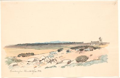 Paisagem de Hornbæk com a plantação e Kullen ao fundo de Johan Thomas Lundbye