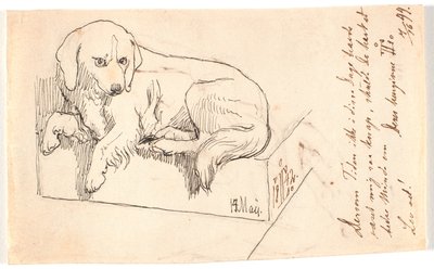 cachorro deitado de Johan Thomas Lundbye