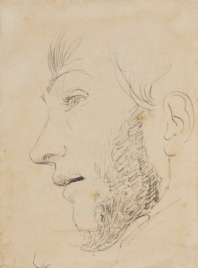 Retrato de homem de perfil para a esquerda, visto de baixo de Johan Thomas Lundbye