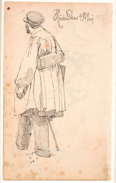 computador Skovgaard com a caixa do botânico, de pé e vista de trás de Johan Thomas Lundbye