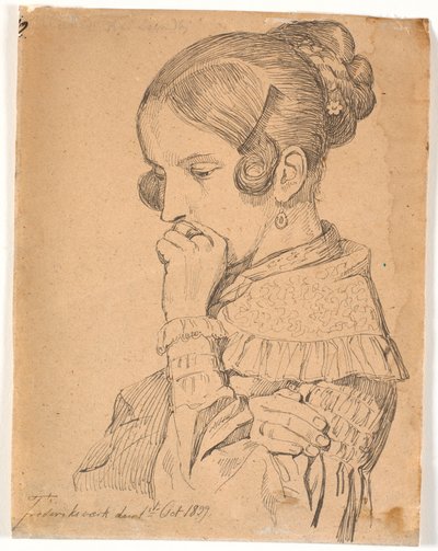 Retrato de uma jovem, 3/4 de perfil para a esquerda de Johan Thomas Lundbye