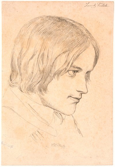 Retrato do pintor Lorenz Frølich (1820-1908) de Johan Thomas Lundbye