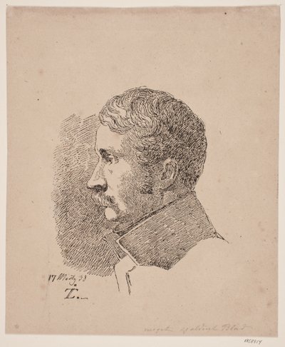 Retrato de perfil do irmão mais velho do artista, Ministro da Guerra e Coronel C.C. Adeus de Johan Thomas Lundbye