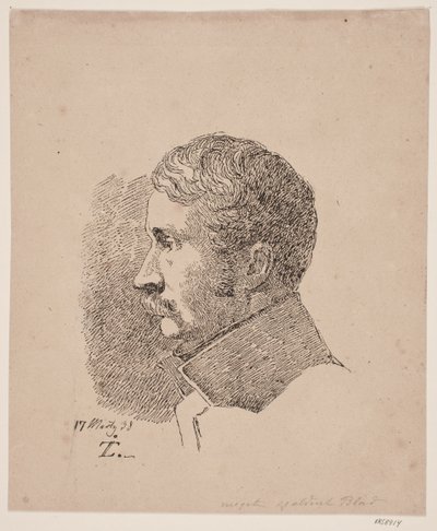 Retrato de perfil do irmão mais velho do artista, Ministro da Guerra e Coronel C.C. Adeus de Johan Thomas Lundbye