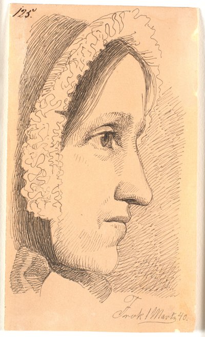 Retrato de perfil à direita da mãe do artista de Johan Thomas Lundbye