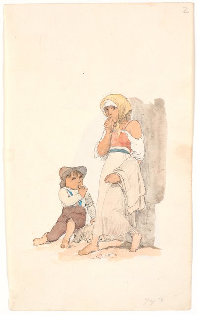 Crianças mendigos, roendo pão de Johan Thomas Lundbye