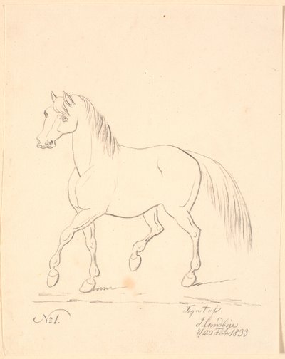 Cavalo trotando, virado para a esquerda de Johan Thomas Lundbye