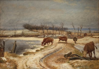 Regar o gado em um dia de inverno de Johan Thomas Lundbye