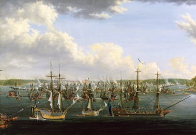A batalha em Fredrikshamn, 15 de maio de 1790 óleo sobre tela de Johan Tietrich Schoultz