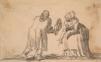 Uma saudação, uma caricatura de Johan Tobias Sergel