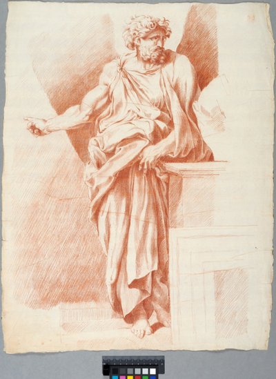 Desenho académico. Pormenor da «Disputà» de Rafael no Vaticano, um filósofo de pé à direita na composição de Johan Tobias Sergel