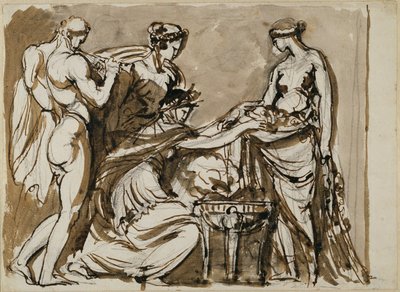 Oferenda de flores, esboço para um relevo em terracota de Johan Tobias Sergel