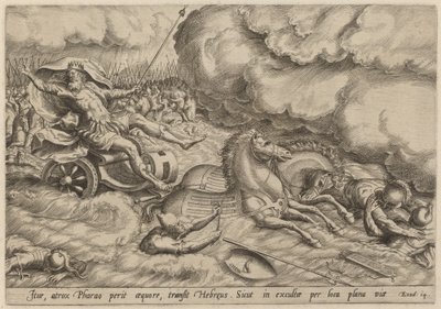 A travessia do Mar Vermelho de Johan Wierix, after Maarten van Cleef