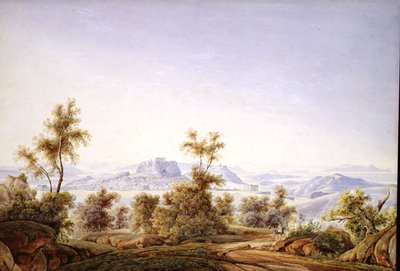 Vista de Atenas com o Pártenon na Distância de Johan Wolfensberger