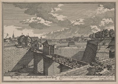 Vista da Wöhrder Türlein em Nuremberga a partir do oeste de Johann Adam Delsenbach