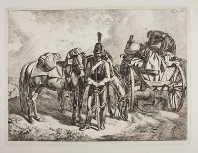 Dragão austríaco junto a uma carroça de Johann Adam Klein