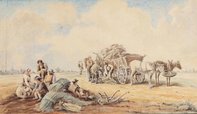 Johann Adam Klein Carruagem puxada por cavalos e trabalhadores do campo em repouso de Johann Adam Klein