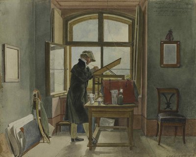 Johann Christoph Erhard em seu estúdio, 1818. de Johann Adam Klein