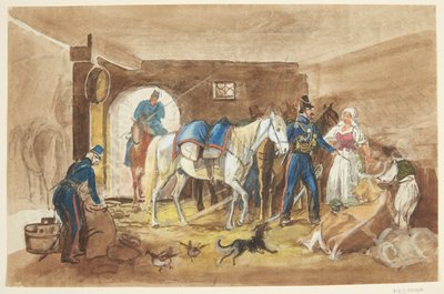 Cavaleiros em um estábulo de Johann Adam Klein