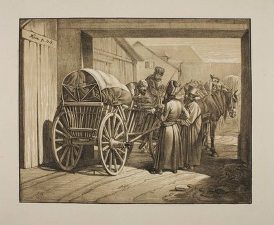 Judeus polacos a conversar junto a uma carroça de Johann Adam Klein