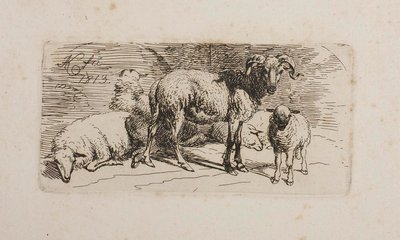 Um carneiro, três ovelhas e um cordeiro de Johann Adam Klein