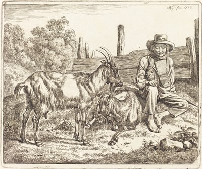Menino pastor com duas cabras de Johann Adam Klein