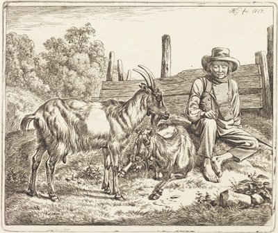 Jovem pastor com duas cabras de Johann Adam Klein