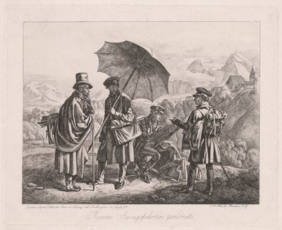 Os artistas em sua jornada, 1819. de Johann Adam Klein