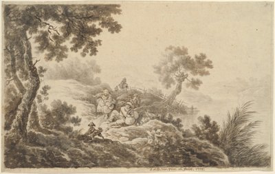 Paisagem com viajantes de Johann Albrecht Dietzsch