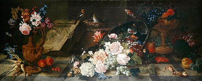 Still Life with Flowers and Fruit, c.1785-87 (óleo sobre tela) de Johann Amandus Winck