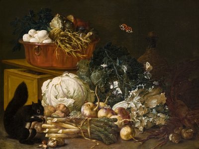 Natureza morta com esquilo (óleo sobre tela) de Johann Amandus Wink