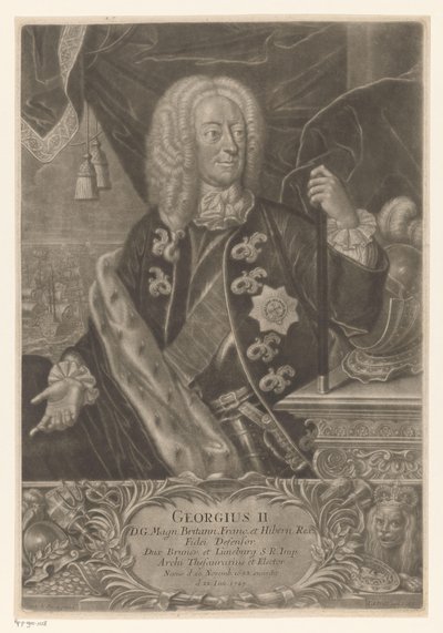 Retrato de George II, rei da Grã-Bretanha de Johann Andreas Pfeffel (der Jüngere) (possibly)