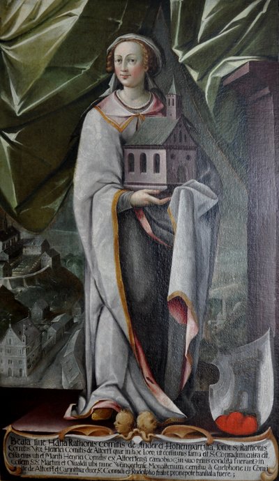 Alemão: Hatta von Hohenwart, esposa de Heinrich von Altdorf, fundador do convento de Altdorf por volta de 935 de Johann Andreas Rauch