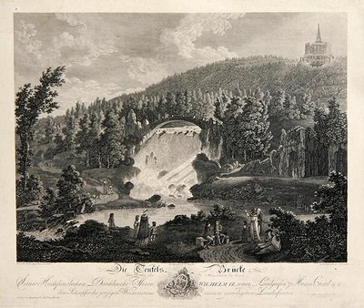 Ponte do Diabo, gravada por J. Schroeder (gravação em cobre) de Johann August (after) Nahl