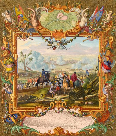 Captura da Fortaleza de Audenarde pelas tropas aliadas em 1708, início do século XVIII. de Johann August Corvinus