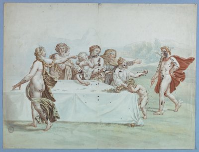 Hermes no Jardim das Hespérides de Johann August Nahl the Younger